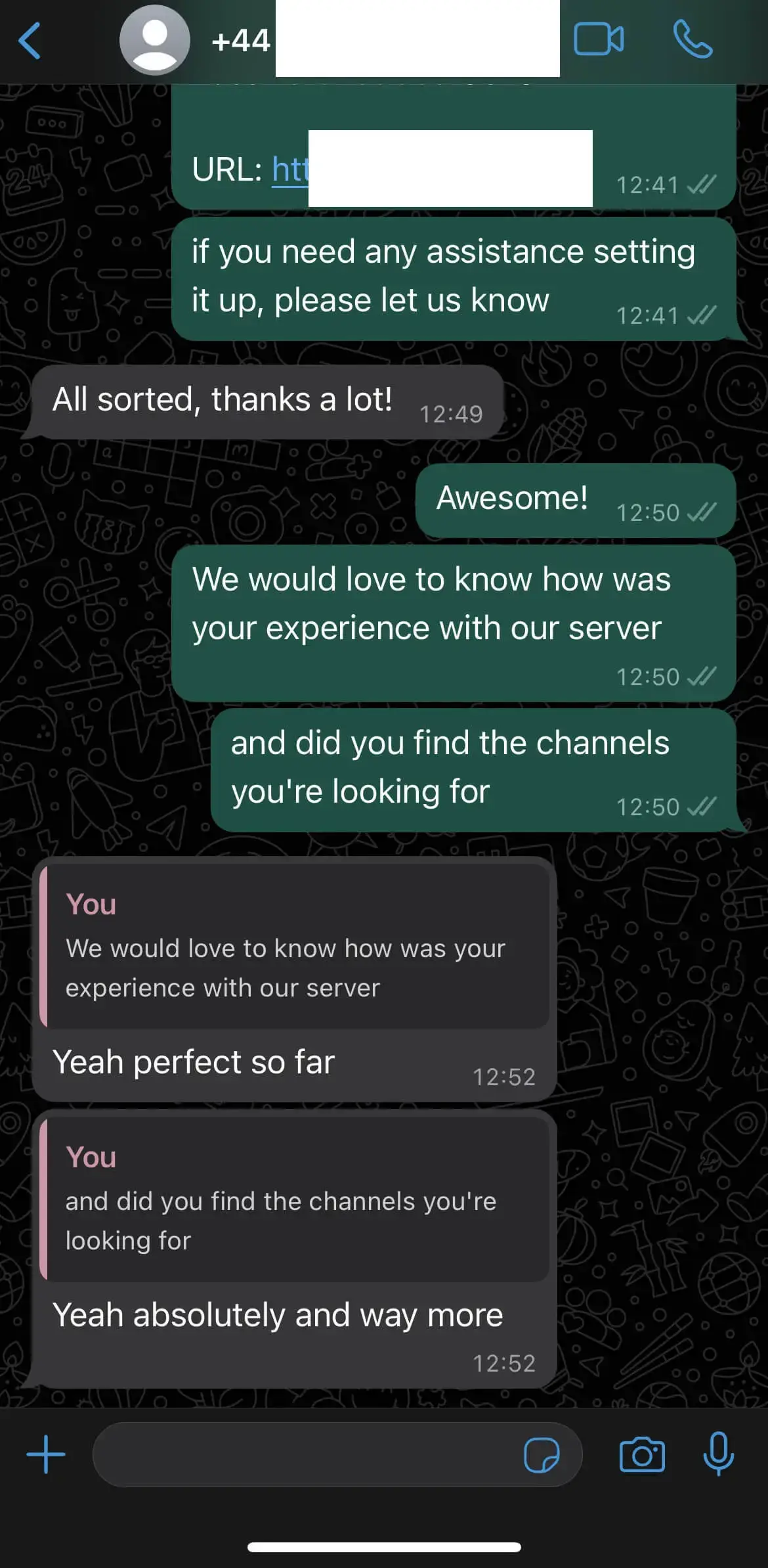 IPTV trial customer proof screenshot from a UK viewer after setup